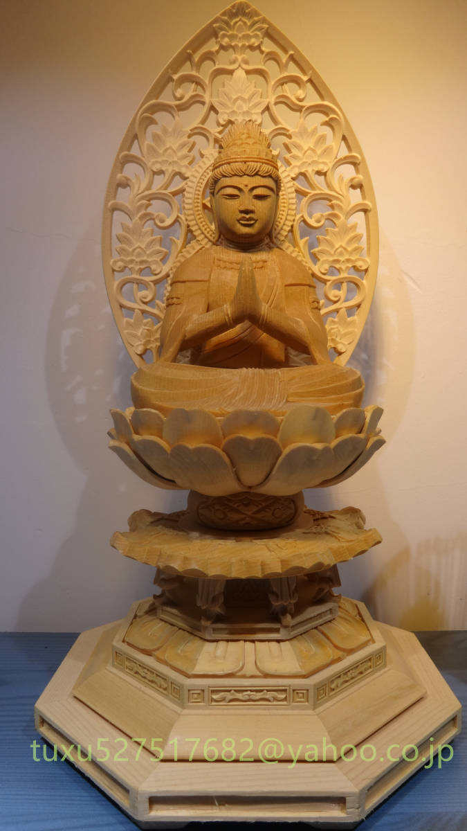 【一部予約販売】 極上品　総檜材 仏教美術 精密彫刻 仏像 仏師で仕上げ品　普賢菩薩像 仏像