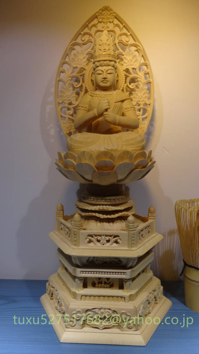 仏教美術・仏像】檜木製・大日如来仏像・大日如来坐像・手作り・唐草