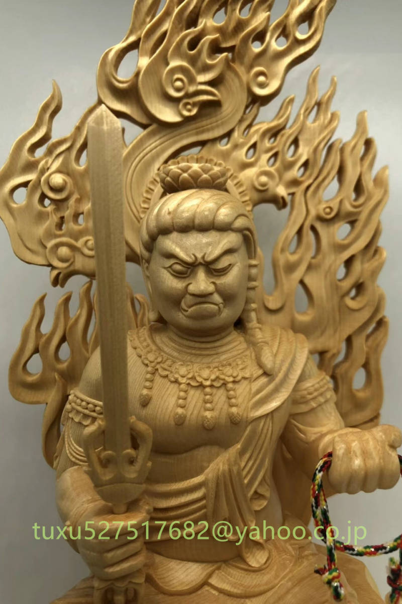 不動明王 座像 不動明王像 仏教工芸品 総檜材 精密彫刻 極上品 不動明王 座像 不動明王像 仏教工芸品 総檜材 精密彫刻 極上品