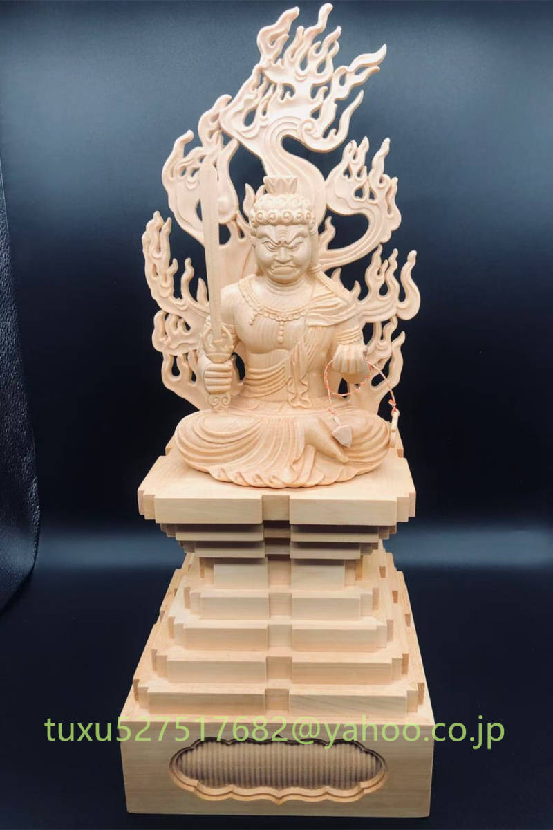 総檜材 仏教工芸品 木彫仏教 精密彫刻 極上品 仏師で仕上げ品 倶利伽羅