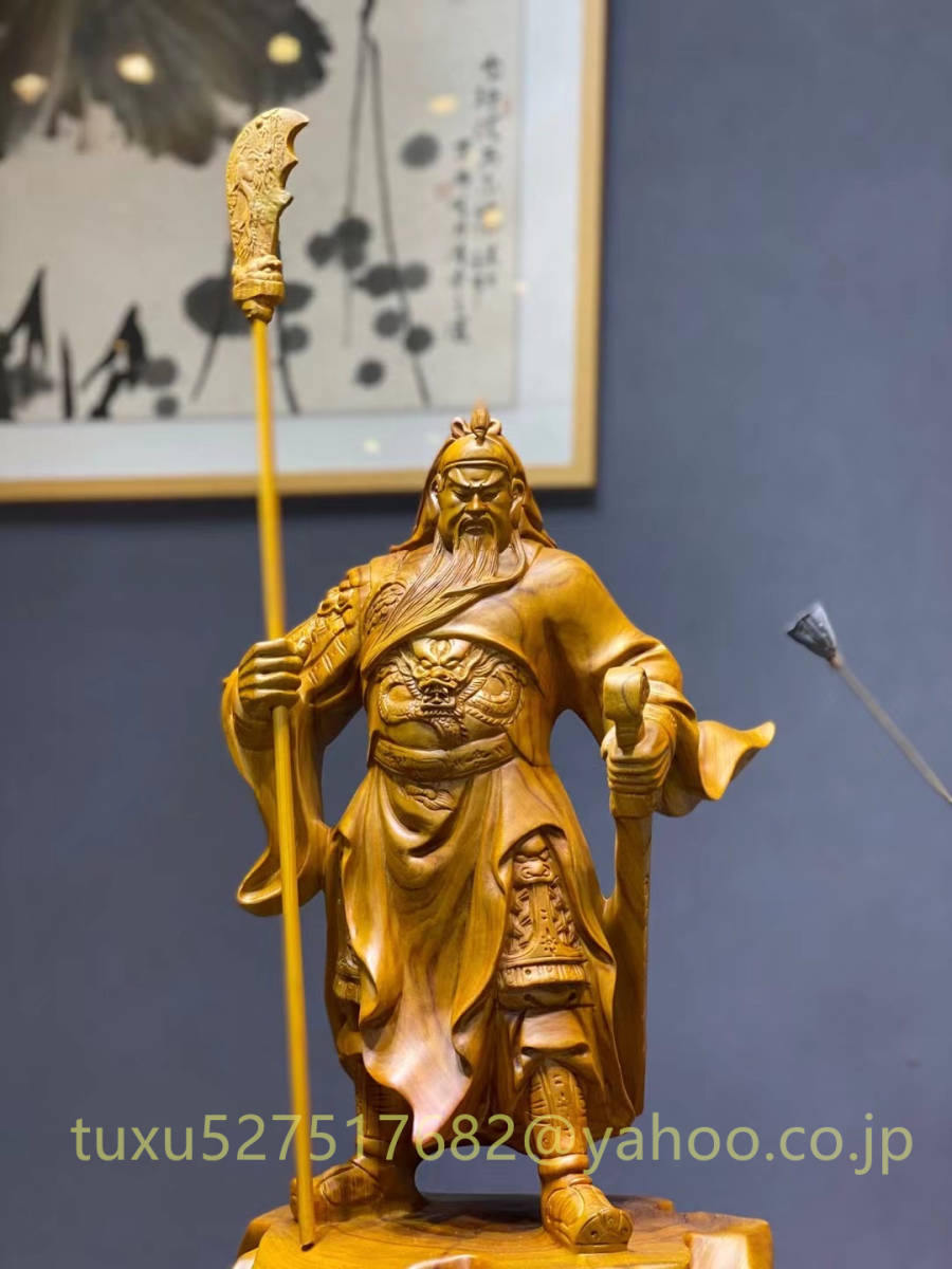 高72cm 一刀彫り 関聖帝君　関羽立像 仏教工芸品　香樟材　木彫仏教　精密彫刻 仏師で仕上げ品 _画像5