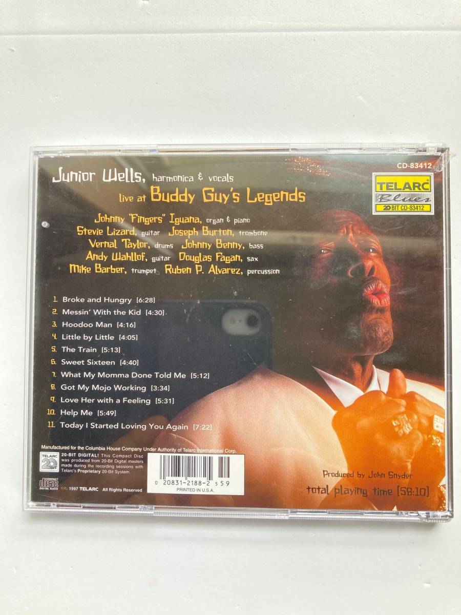 【ブルース】ジュニア・ウェルズ (JUNIOR WELLS) 「LIVE AT BUDDY GUY'S LEGENDS」(レア）中古CD、USオリジナル初盤、BL-987の画像2