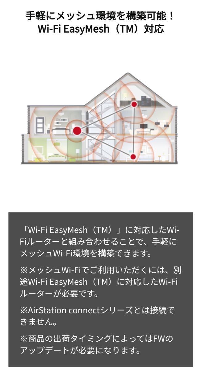 美品【BUFFALO　Wi-Fi中継器　Wi-Fi 6（11ax)対応】コンセントモデル　無線LAN中継機　WEX-1800AX4