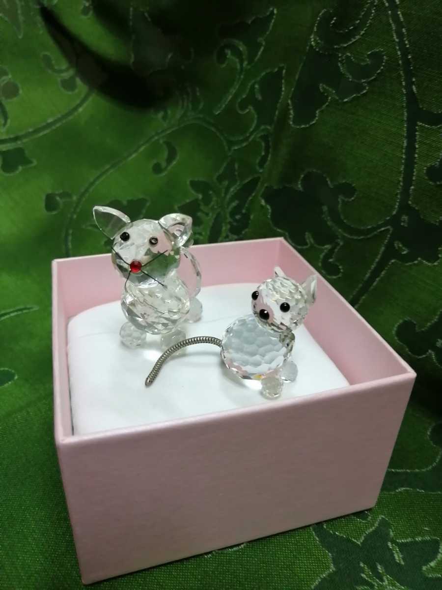 スワロフスキー 　SWAROVSKI 　猫＆犬？　オブジェ　飾り物　置物　クリスタルフィギュリン_画像1