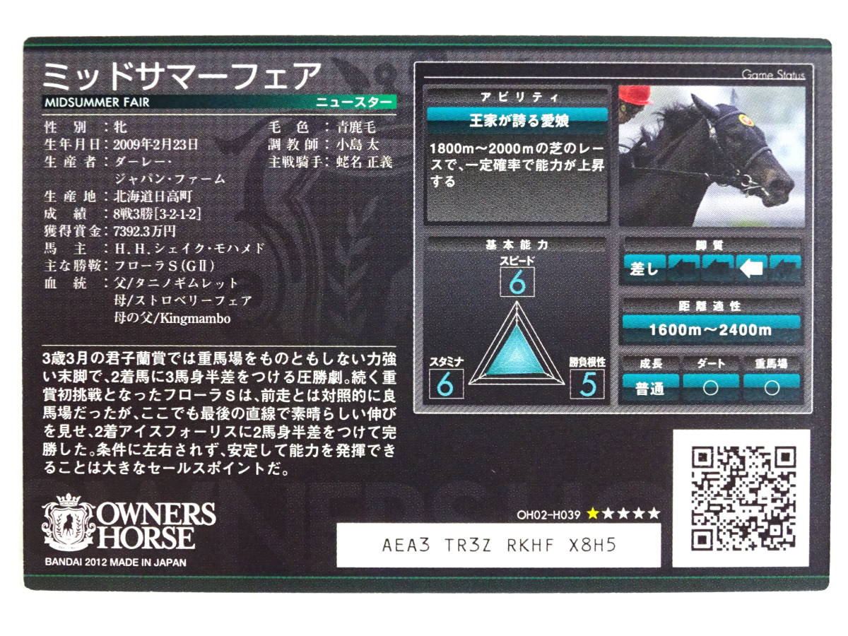 ★トレカ★【ミッドサマーフェア】OH02-H039★オーナーズホース OWNERS HORSE★競馬ウマ★カード★