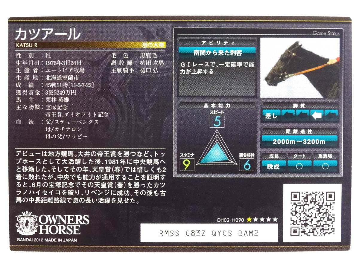 ★トレカ★【カツアール】OH02-H090★オーナーズホース OWNERS HORSE★競馬ウマ★カード★_画像2