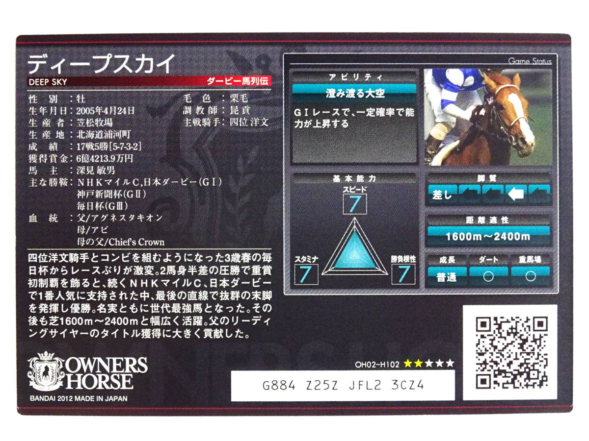 ★トレカ★【ディープスカイ】OH02-H102★オーナーズホース OWNERS HORSE★競馬ウマ★カード★