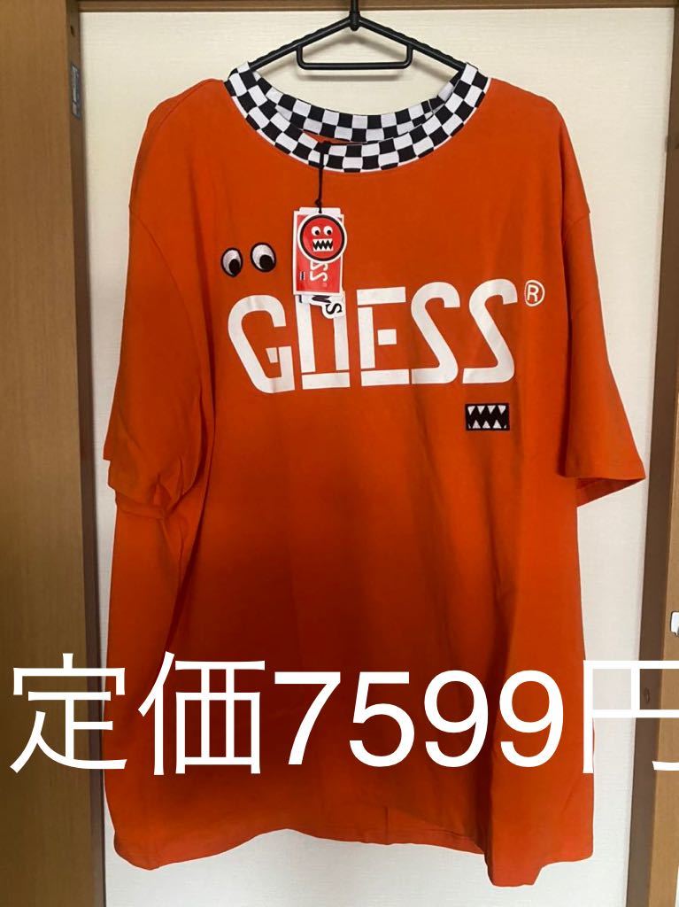 半額以下★ステッカー3枚付き★新品★GUESS★J BALVIN ★チェック柄ネックTシャツ★ゲス　J. バルヴィン★プレゼントにもgood!!_画像1