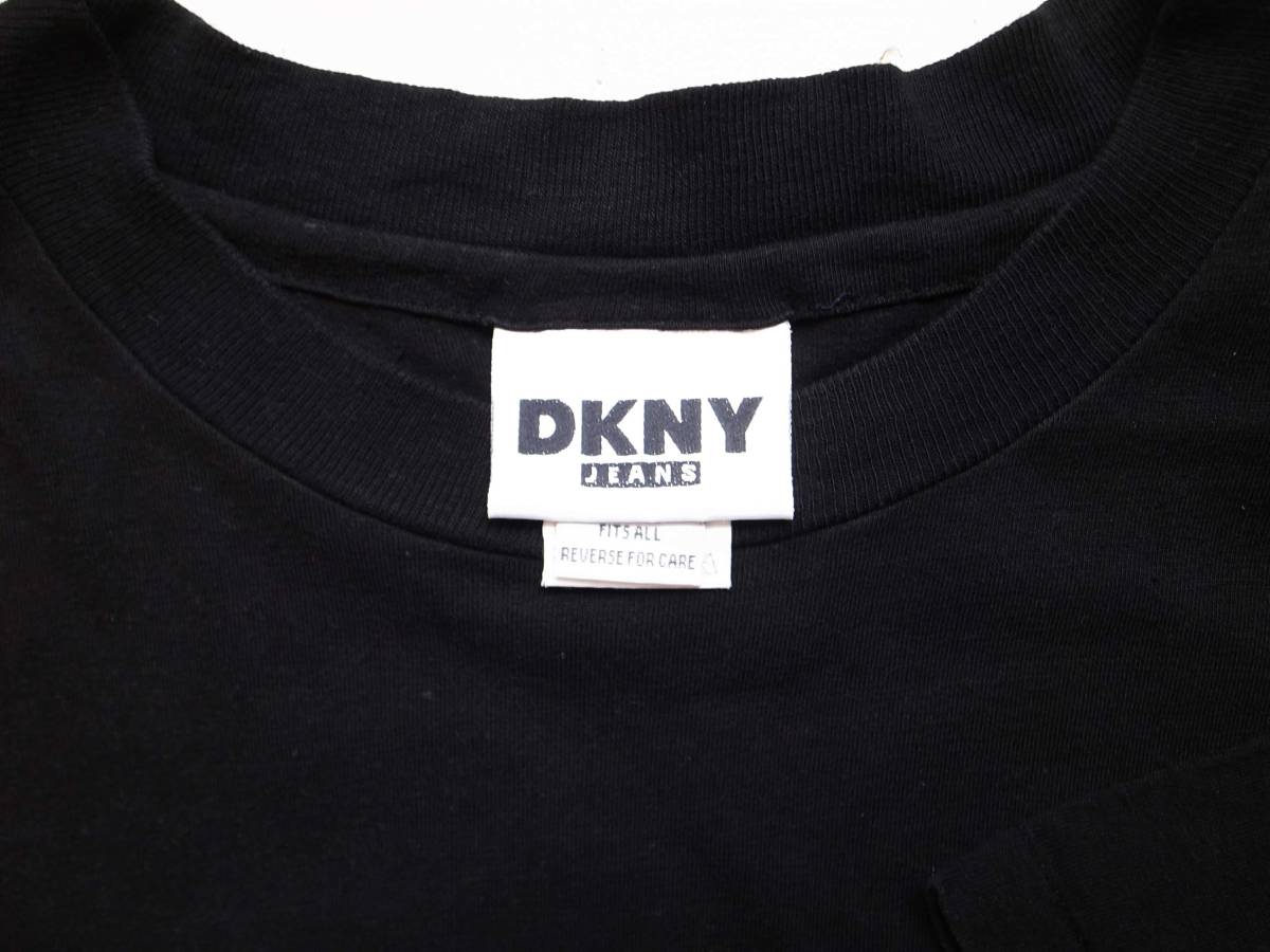 90s DKNY JEANS Tシャツ ワンサイズ 黒　ビンテージ ダナキャラン L XL_画像4