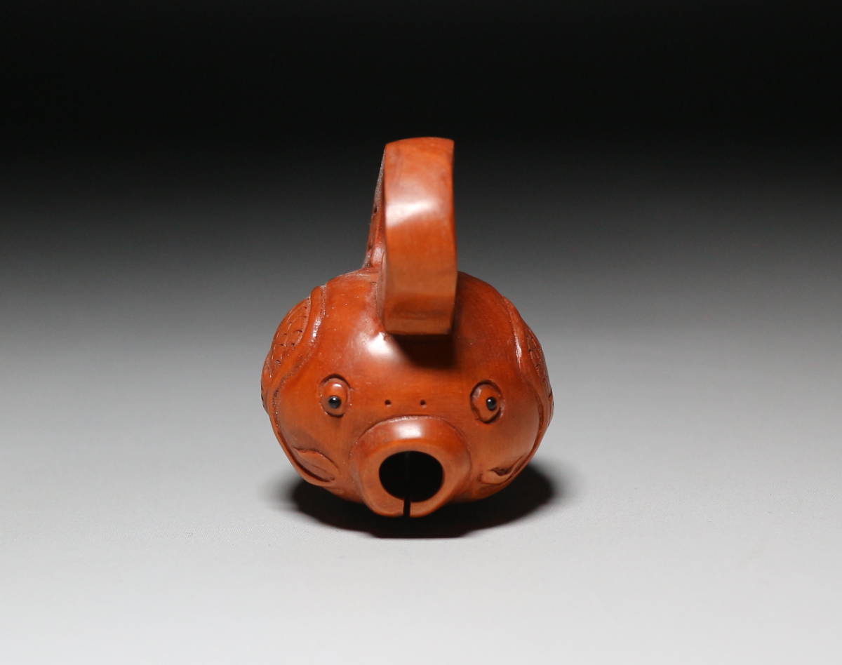 *. круг * Самшит мелколистный netsuke C682[ дерево рыба ] желтый . дерево гравюра 