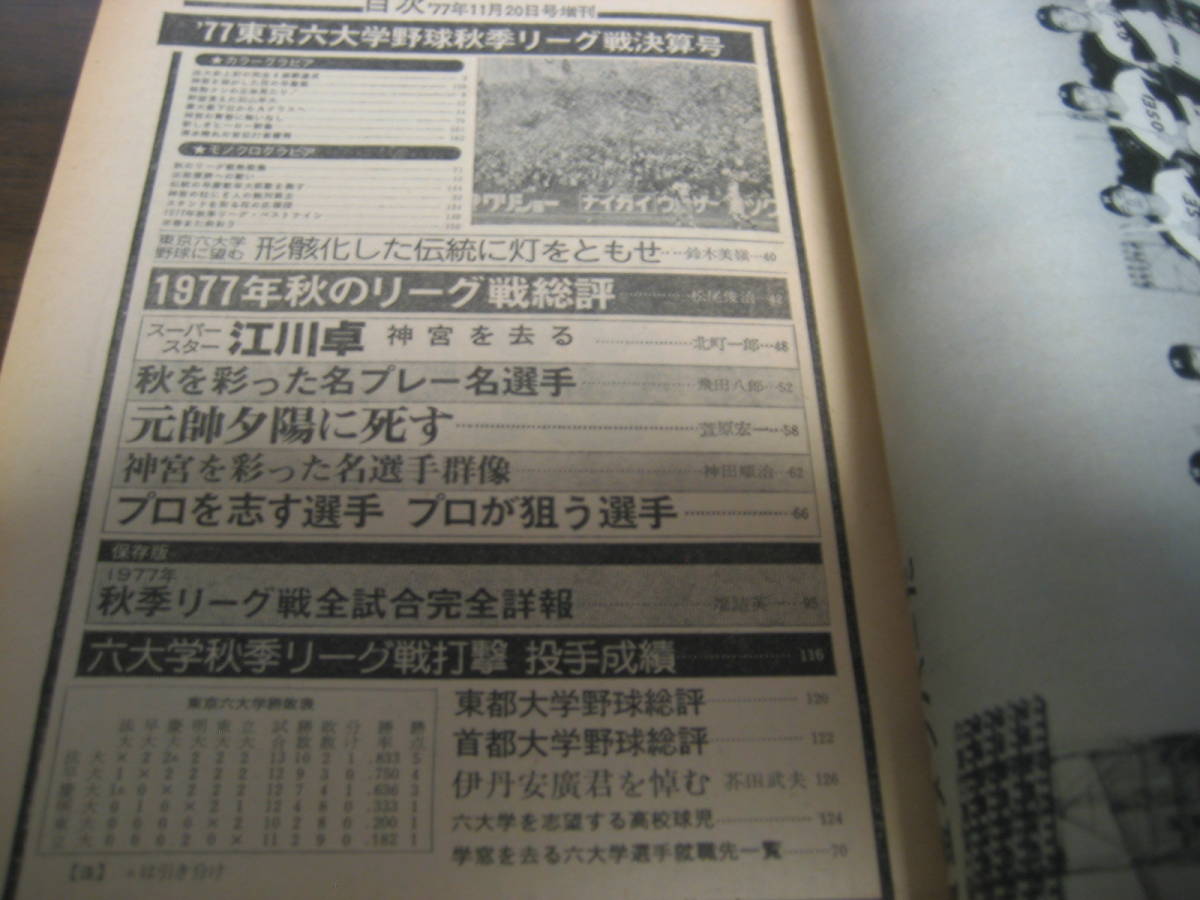  Showa era 52 year weekly Baseball increase ./ Tokyo six university baseball autumn season Lee g war settlement of accounts number / law large 4 season continuation victory /. river table 