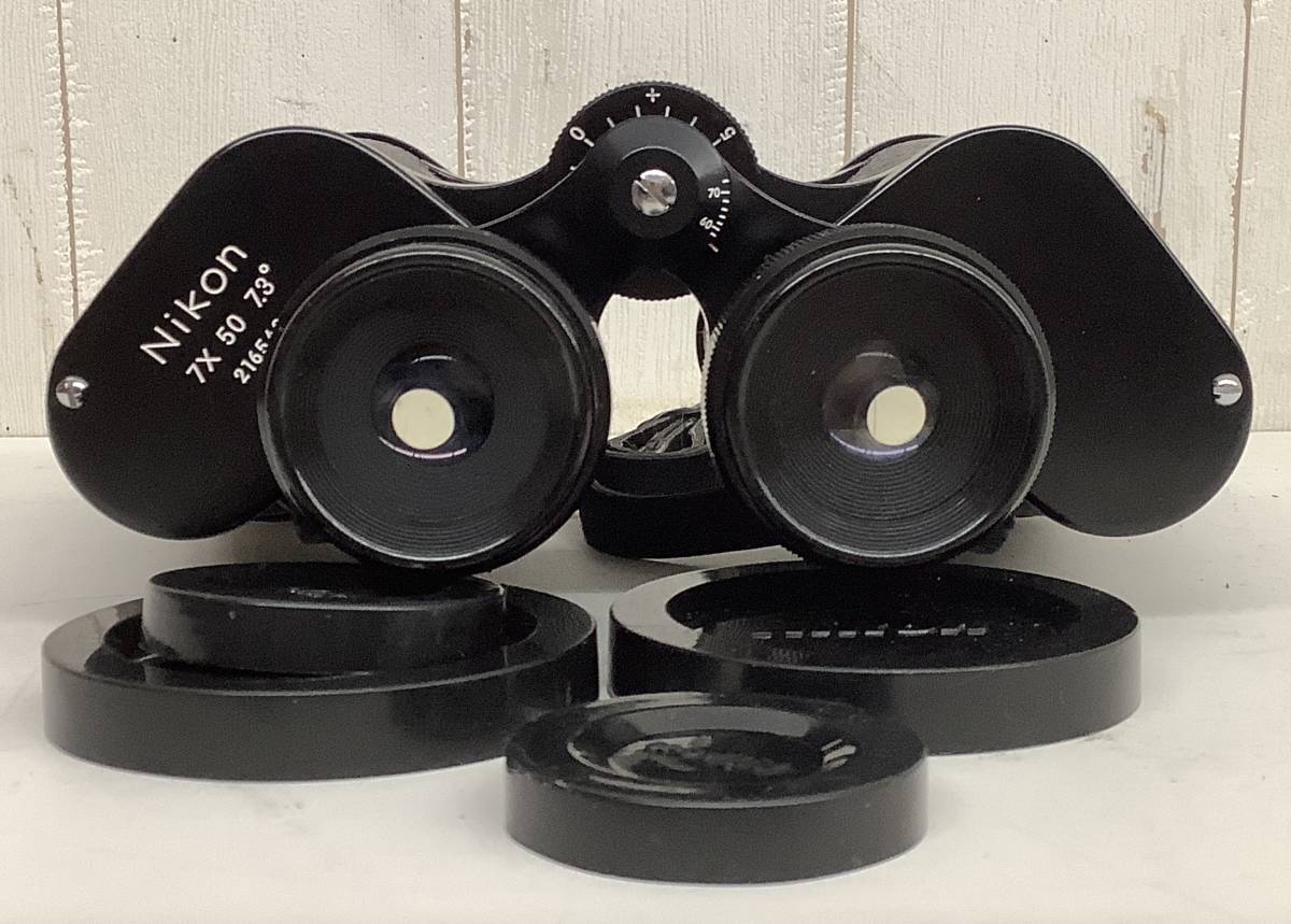 昭和レトロ 当時物 NIKON ニコン 双眼鏡 7×50 7.3° binoculars 革ケース クロス当時物付 Made in japan 日本製  天文 バードウォッチング