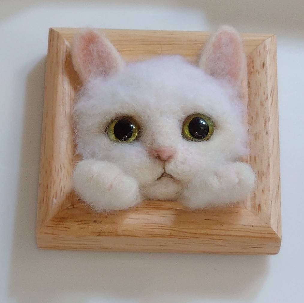羊毛フェルト ハンドメイド 白猫|PayPayフリマ