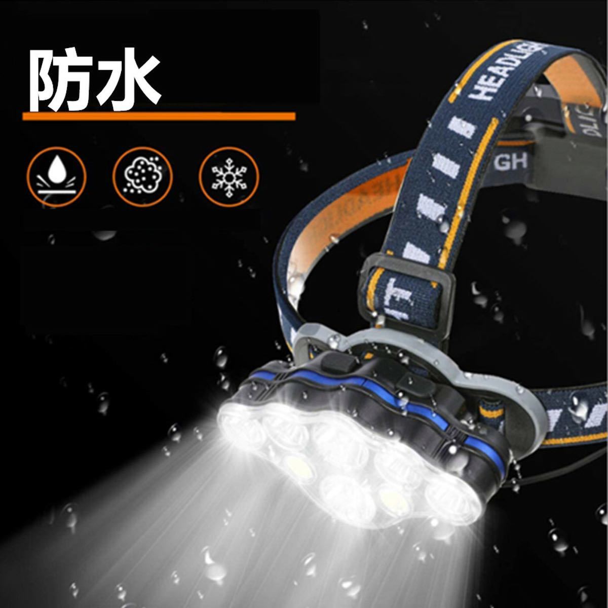 8LED 充電式LEDヘッドライト 電池付属 アウトドア 作業灯　防災災害対策