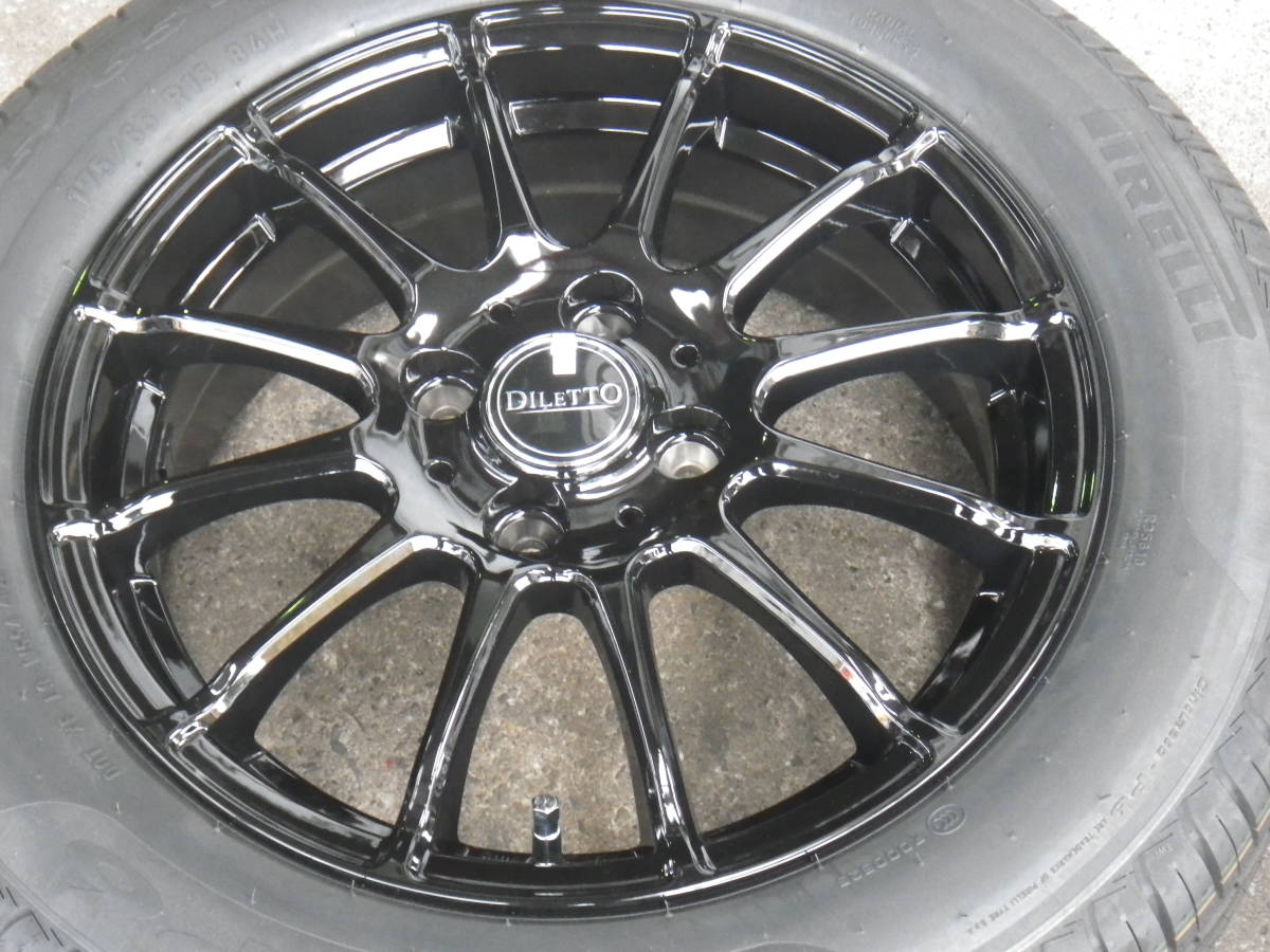 15インチ新品アルミセット ピレリP6 175/65R15 & ディレット F12 BK アクア ヴィッツ スペイド ポルテ キューブ スイフト等 _画像2