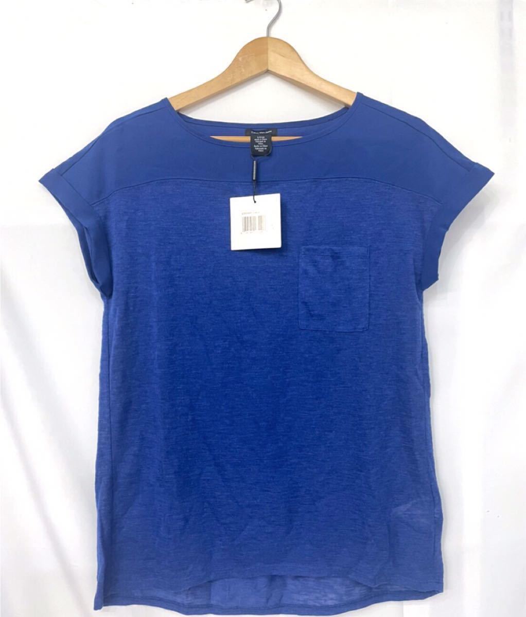  новый товар #CK Calvin Klein женский трикотаж с коротким рукавом рубашка XS голубой!