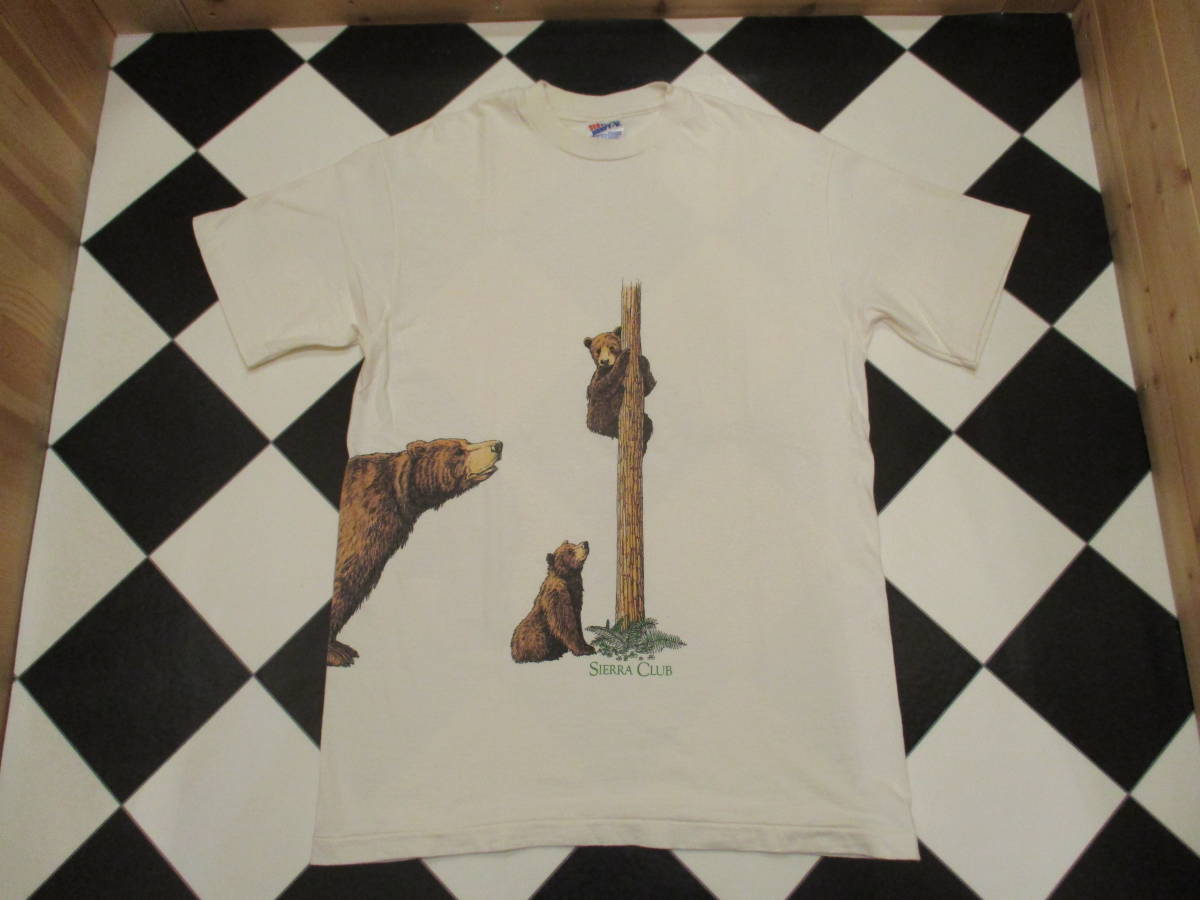 90's SIERRA CLUB シエラクラブ 自然保護 Tシャツ ビンテージ 熊 ベア 動物 ヘインズ USA製_画像1