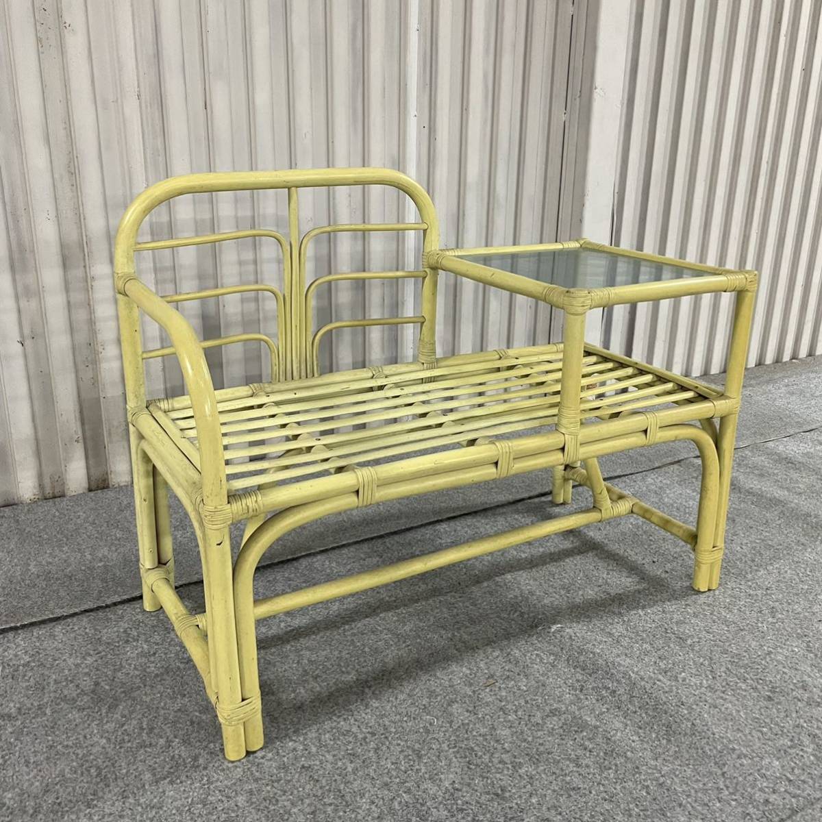 ヤフオク! - $ ラタン テレフォンベンチ ◇ テレフォンデスク ベンチ...