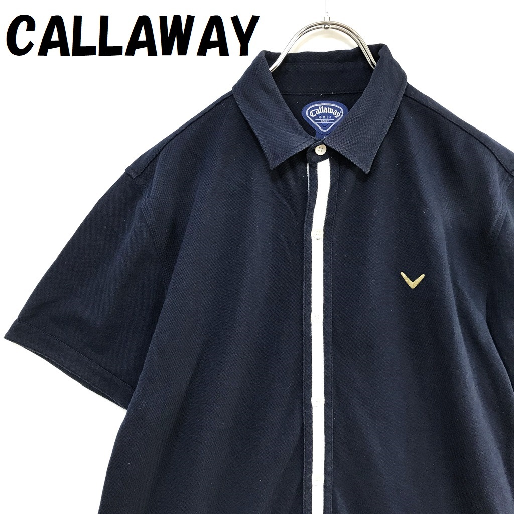 【人気】CALLAWAY｜キャロウェイ ゴルフ ワンポイントロゴ 半袖 シャツ バックロゴ ブラック サイズL/S1196_画像1