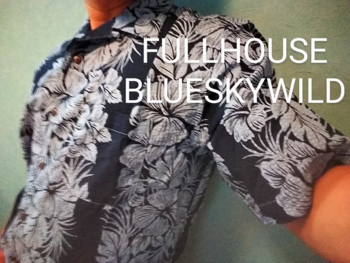 FULLHOUSEフルハウス ネイビーブルーカラー ボタニカル柄ワイルドハワイアンアロハシャツ