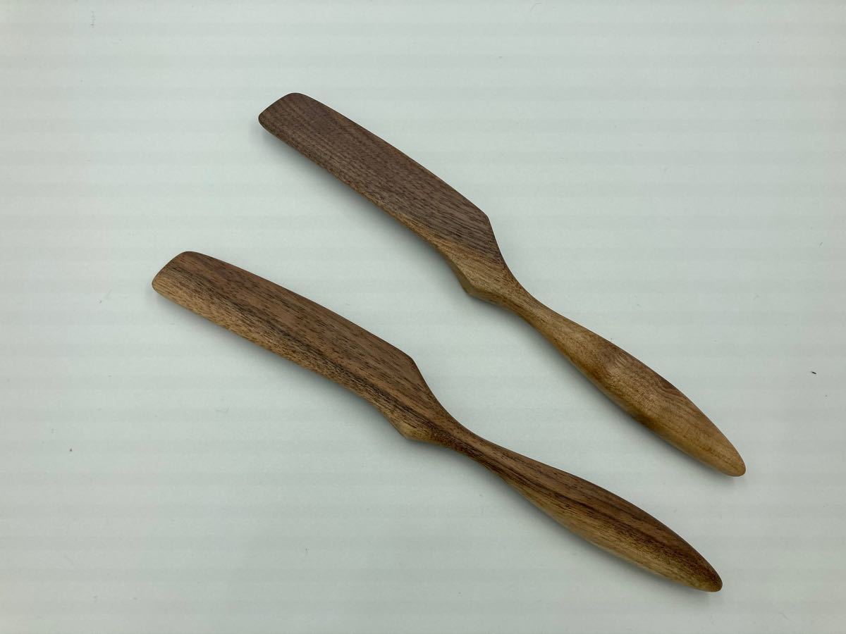 バターナイフ 2本 木製 クルミ 手作り ハンドメイド 北欧 食器 キッチン