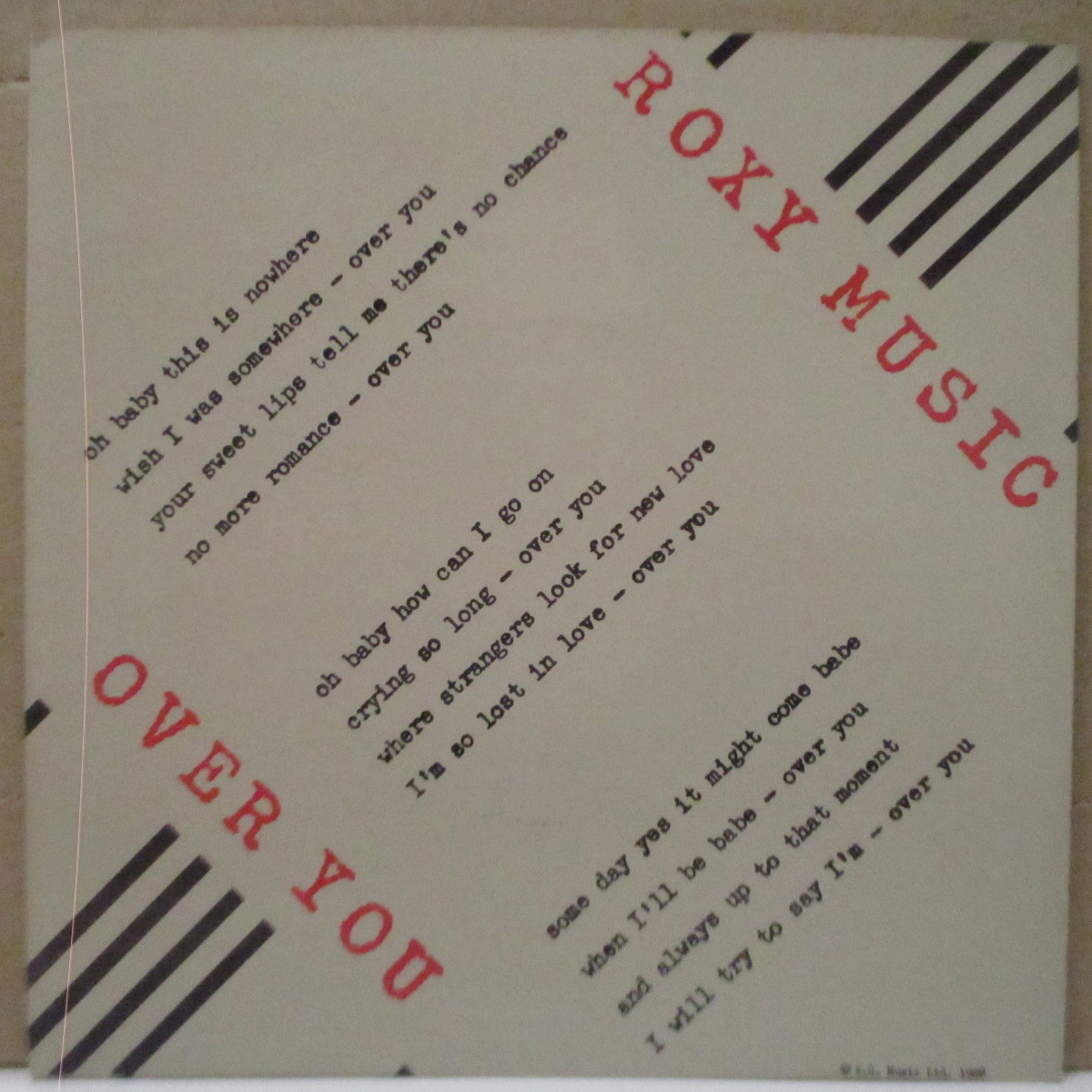 ROXY MUSIC-Over You (UK Orig.7+Glossy Hard PS)_画像1