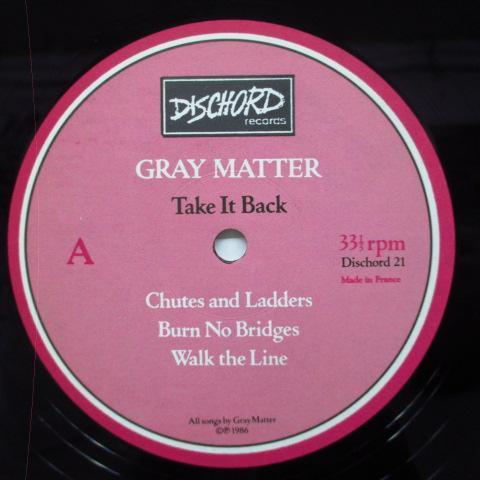 GRAY MATTER-Take It Back (US Reissue MLP/$5 Red Logo CVR)_画像3