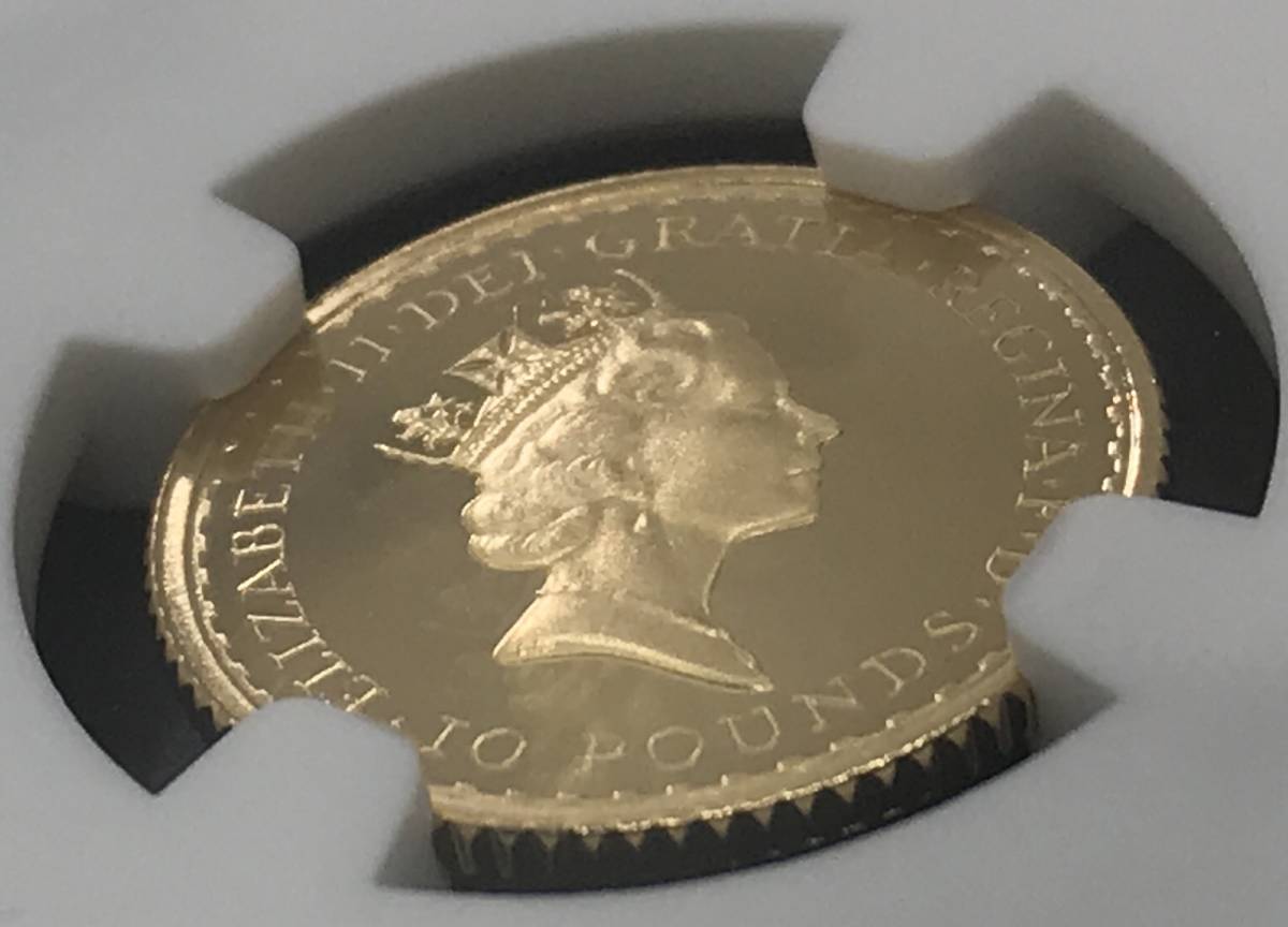 1987 年 イギリス ブリタニア 初年度 10ポンド 1/10オンス PF70 UC 最高鑑定 金貨 NGC アンティーク モダンコイン 投資 資産 保全 安全_画像9