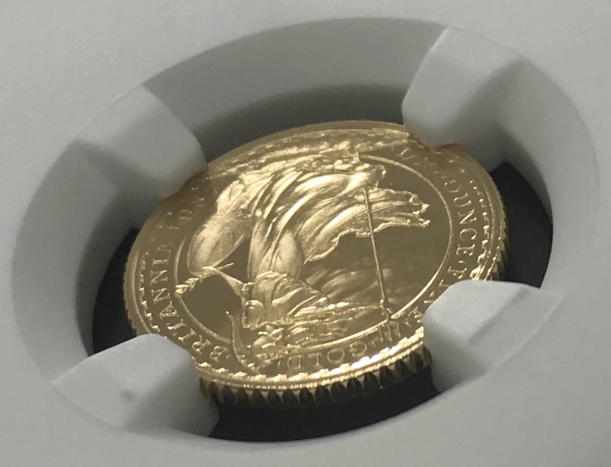 1987 年 イギリス ブリタニア 初年度 10ポンド 1/10オンス PF70 UC 最高鑑定 金貨 NGC アンティーク モダンコイン 投資 資産 保全 安全_画像7