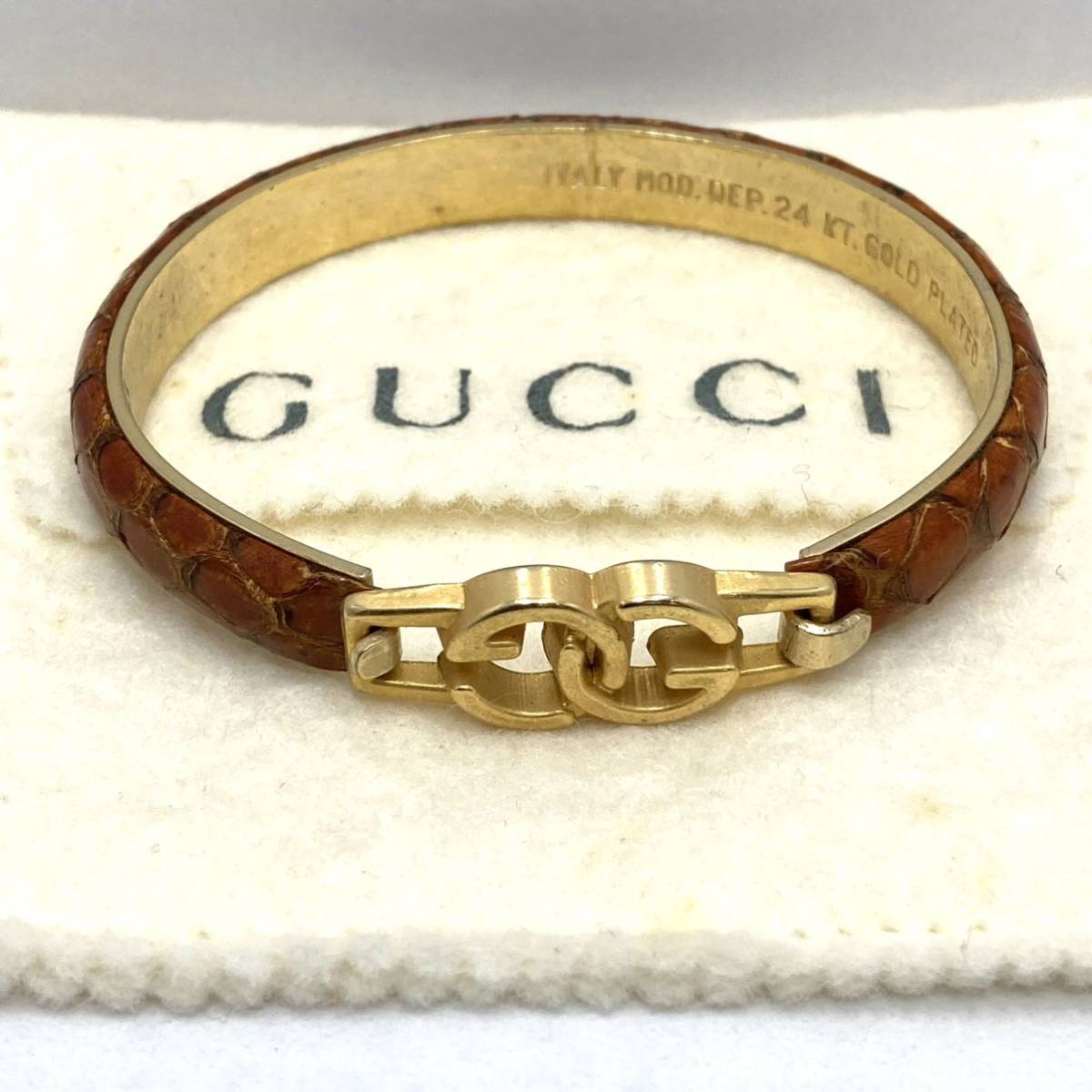 GUCCI オールドグッチ バングル パイソン 蛇 ヴィンテージ インターロッキング レディース_画像1