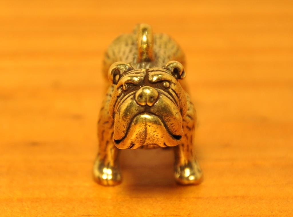 Solid Brass ソリッド ブラス 真鍮 無垢 生地 鋳物 鋳造 Bulldog ブルドッグ 犬 いぬ dog 動物 キーホルダー チャーム 材料 パーツ 金具_画像2