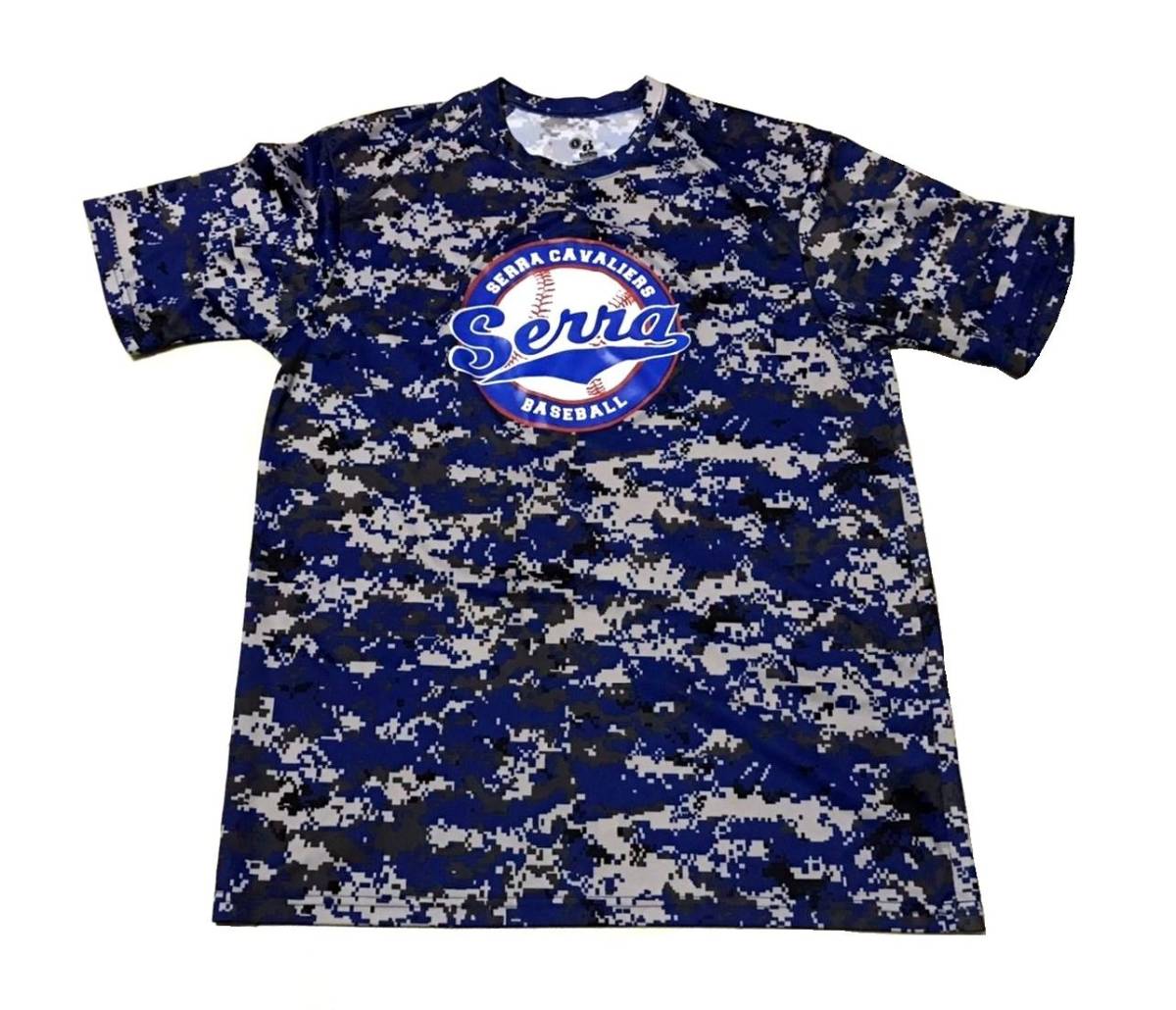 SERRA CAVALIERS BASEBALL デジタル迷彩Tシャツ アメリカハイスクール USサイズLの画像1