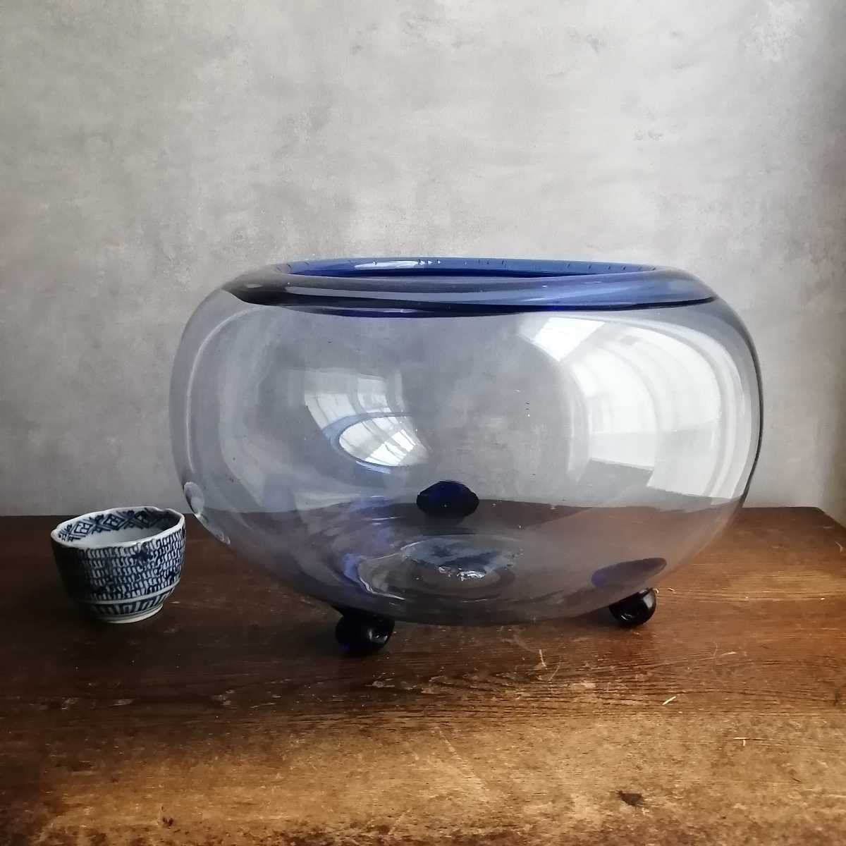 ポンパドー ビター 明治の吹きガラス 金魚鉢 - 工芸品
