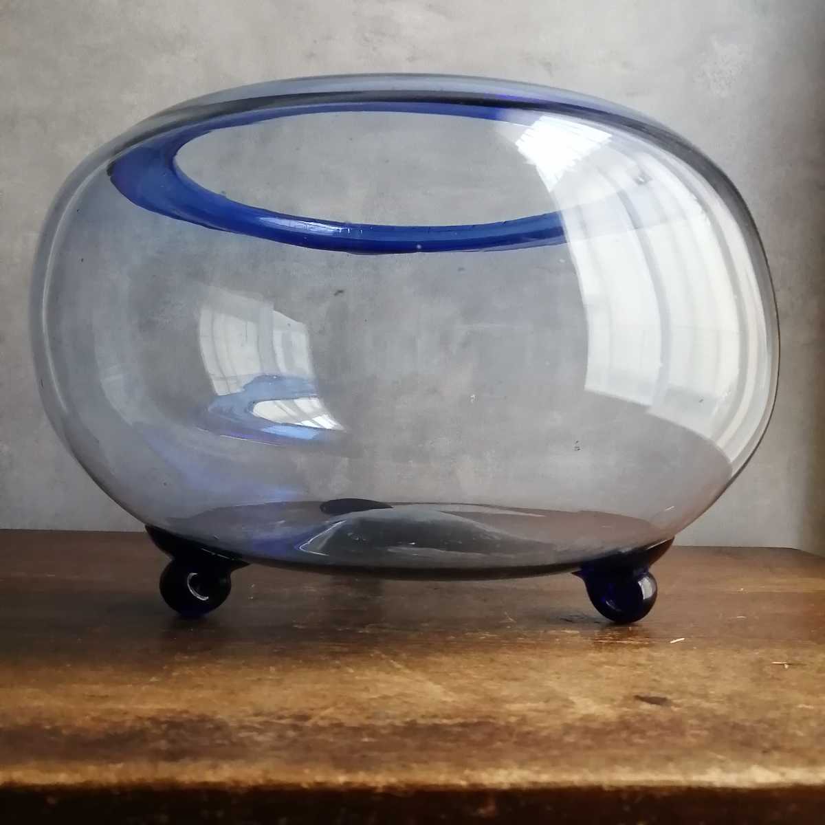 ポンパドー ビター 明治の吹きガラス 金魚鉢 - 工芸品