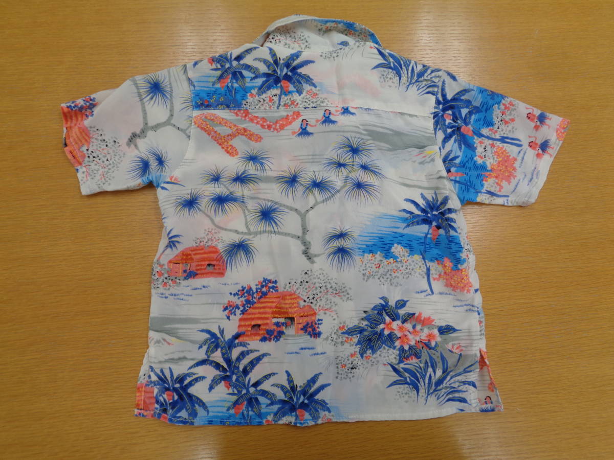 アバンティ / Avanti Hawaiian Shirts - Aloha アロハシャツ KIDS サイズ ヤシの木 ブルー&ピンク M / 100～110相当センチ_画像2