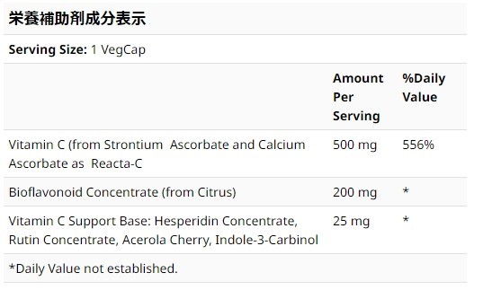 Solaray リアクタ - C 500mg 180カプセル 24時間 タイムリリース 送料520円 新品 未開封 バイオフラボノイド ソラレー Reacta ビタミンC_画像4