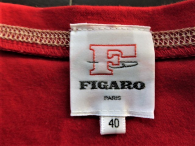 ■新品同様 上質美品【 FIGARO Paris】フィガロ パリ 高級プリントTシャツ 赤カットソー 【40】9号M w620_画像7