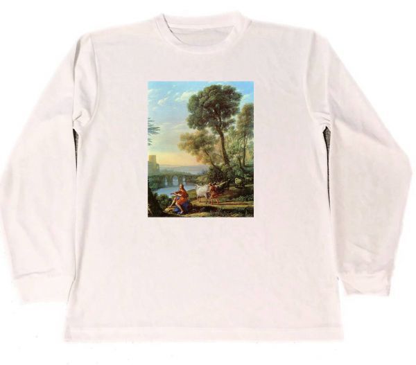 クロード・ロラン　ドライ　Tシャツ　名画　絵画　アート　グッズ　アポロとメルクリウスのいる風景　　ロング　ロンT　長袖_画像1