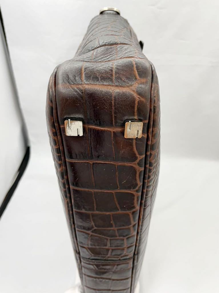 セラピアン ブリーフケース クロコ型押し ダークブラウン 美品 メンズ