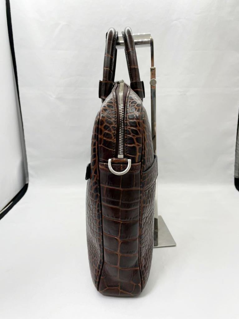 セラピアン ブリーフケース クロコ型押し ダークブラウン 美品 メンズ