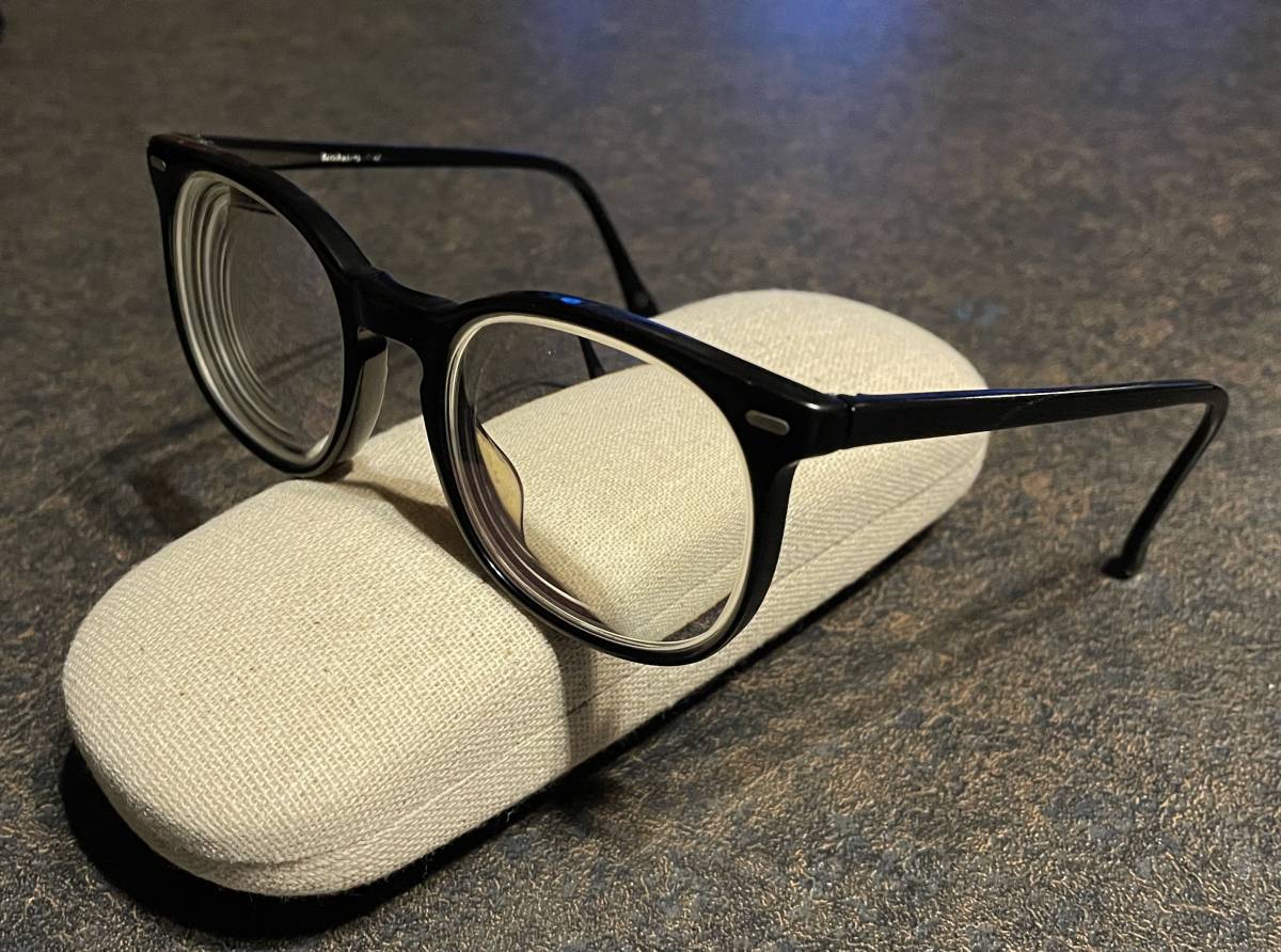 90s80sビンテージBausch&Lombボストン型タイプ眼鏡セルフレーム黒 