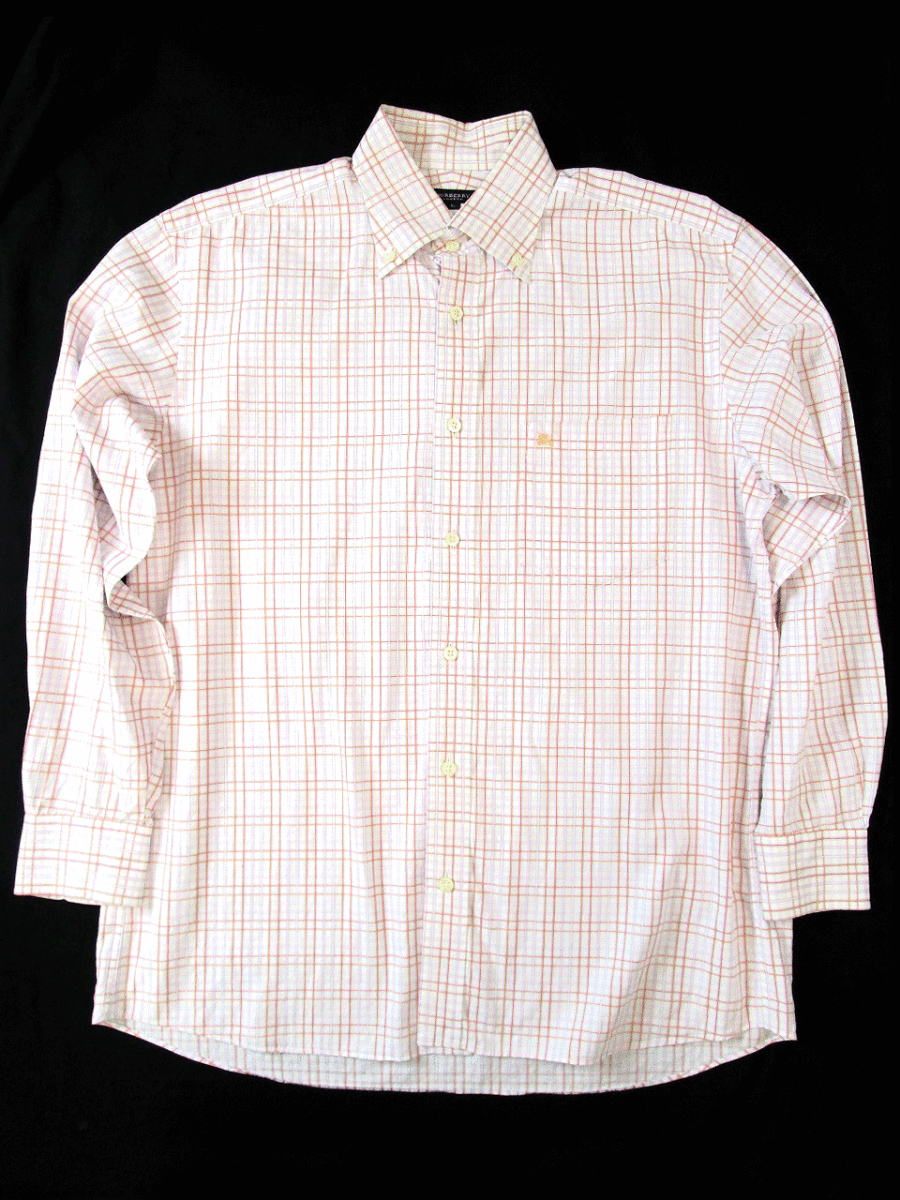 BURBERRY LONDON Burberry проверка рубашка с длинным рукавом сорочка розовый × белый мужской L стоимость доставки 250 иен 