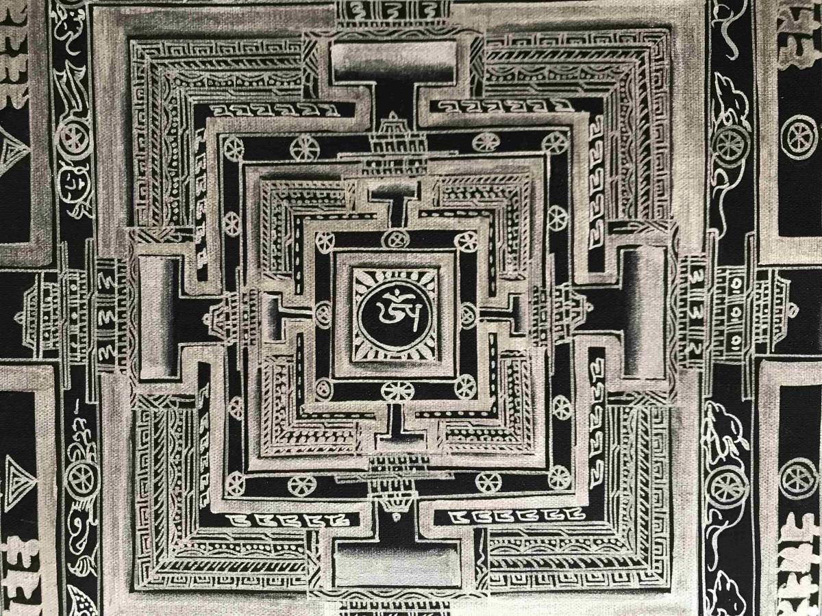 一点もの 『肉筆 カーラチャクラ 曼荼羅 　純銀 』　56cm　 上質 細密画 　　　チベット密教の究極 　仏画　　瞑想　ダライラマ　西蔵 kl5_画像5