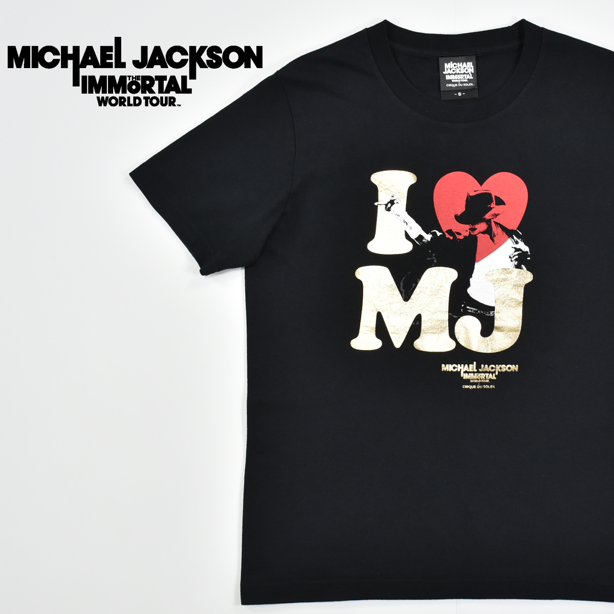 送料300円│Michael Jackson マイケルジャクソン ★ THE IMMORTAL CIRQUE DU SOLEIL シルクドソレイユ ワールドツアー 半袖 Tシャツ 黒 S_画像1