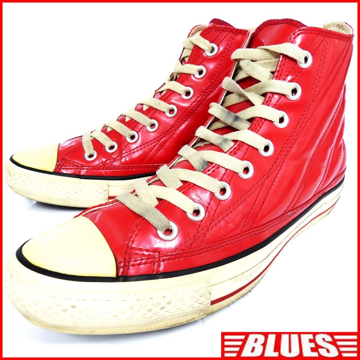 即決☆CONVERSE☆27cm エナメルレザーハイカットスニーカー コンバース