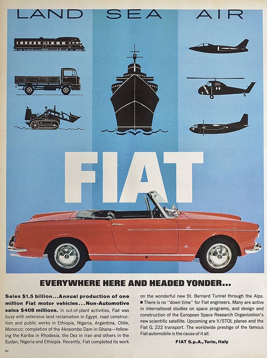 稀少！1965年フィアット広告/Fiat/イタリア車/商船/飛行機/J _画像1