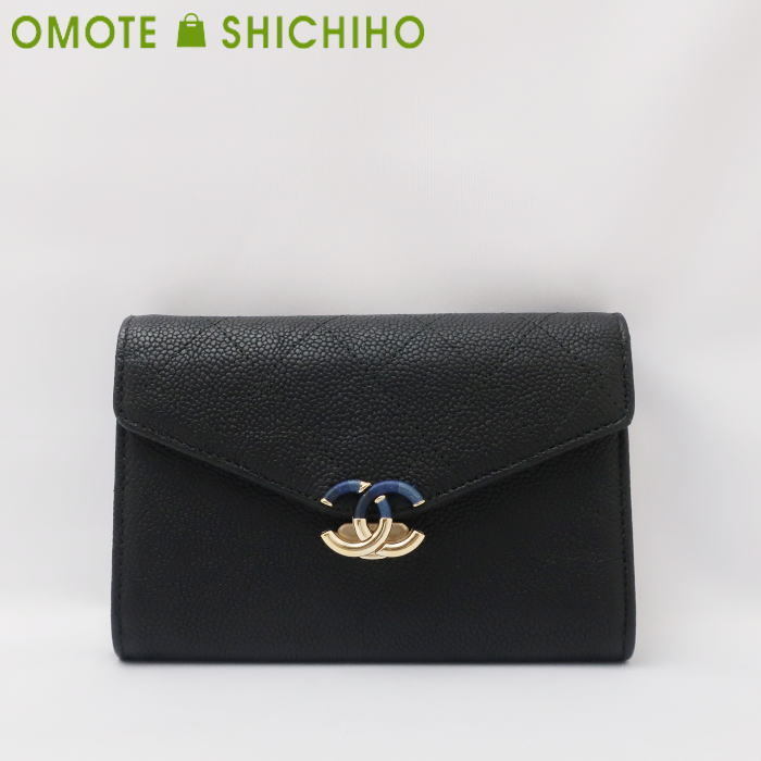 CHANEL シャネル コンパクト 2つ折り 財布 マトラッセ カンボンライン