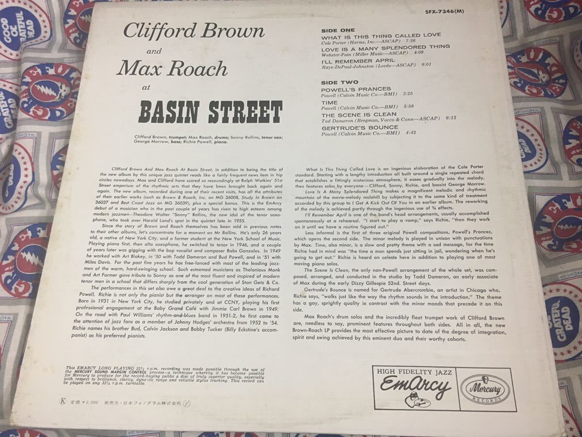 Max Roach And Clifford Brown★中古LP国内盤「ベイズン・ストリートのブラウン＝ローチ」_画像2