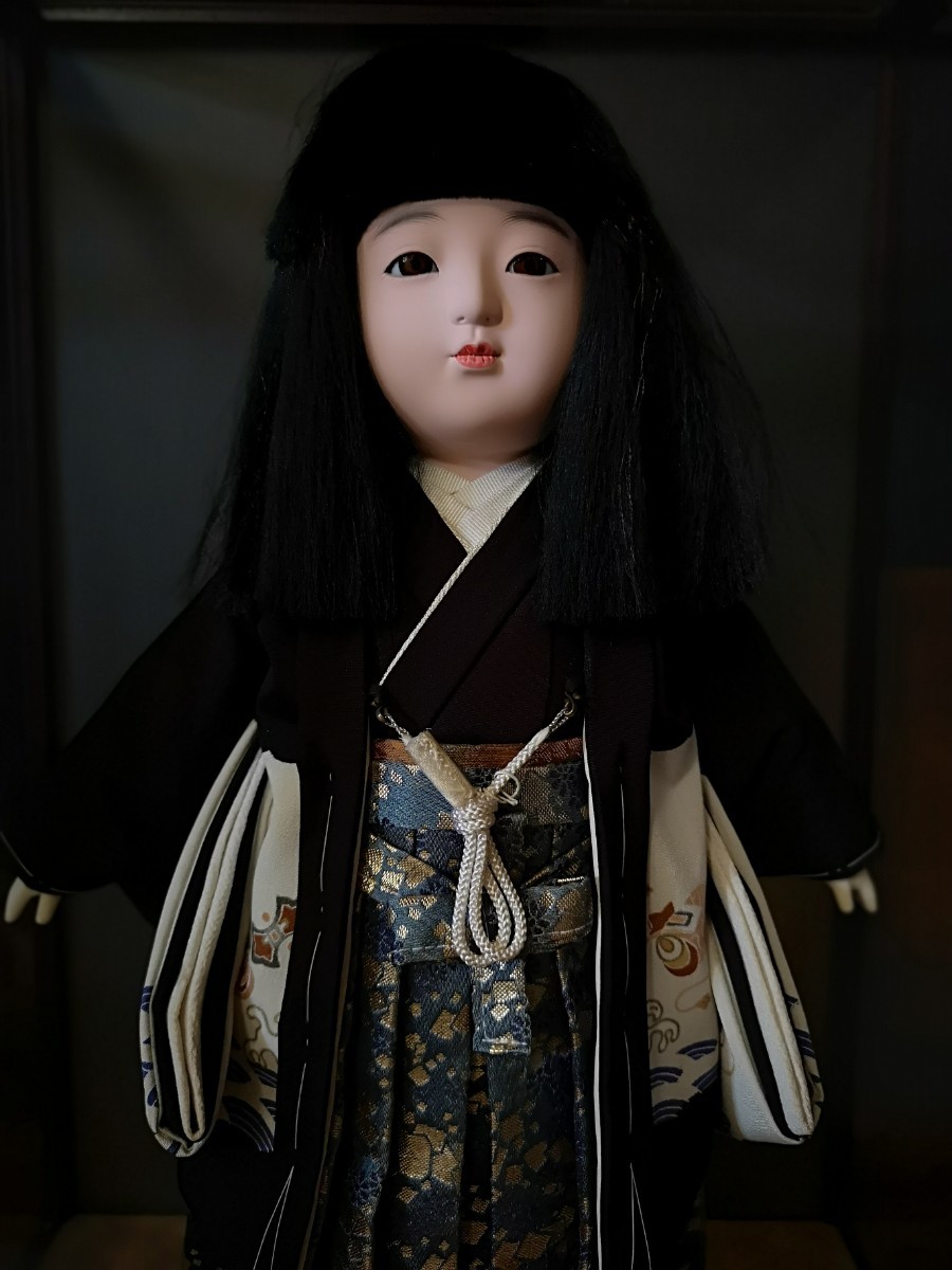 宮沢三陽　市松人形　(女子:台込み47cm、男子:台込み45cm)ガラスケース付