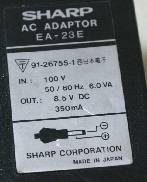 << free shipping >> immediate payment sharp AC adaptor EA-23E [SHARP 8.5V 350mA] pocket computer printer operation OK